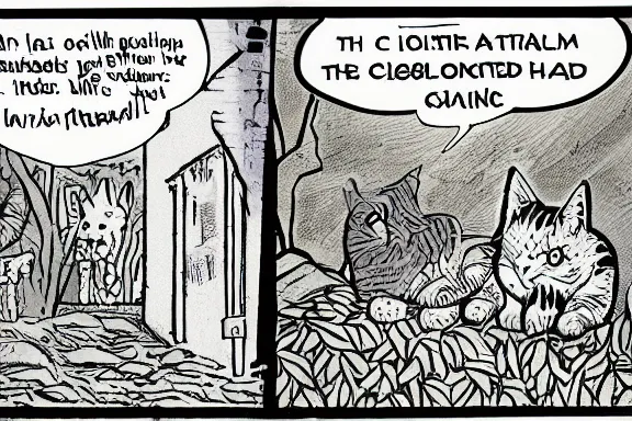 Prompt: a detailed panel of the comic heathcliff starring heathcliff the orange cat, award - winning crisp details