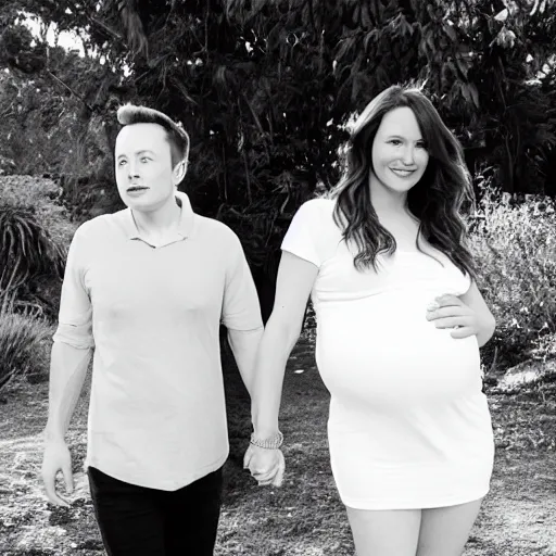 Prompt: elon musk, pregnancy photography, black and white - n 8