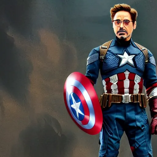 Image similar to robert downey jr. as captain america