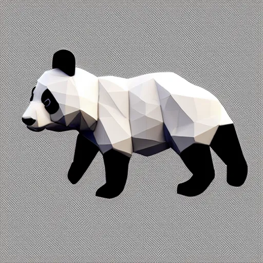 Prompt: panda, low poly, isometric, 3D render, white background