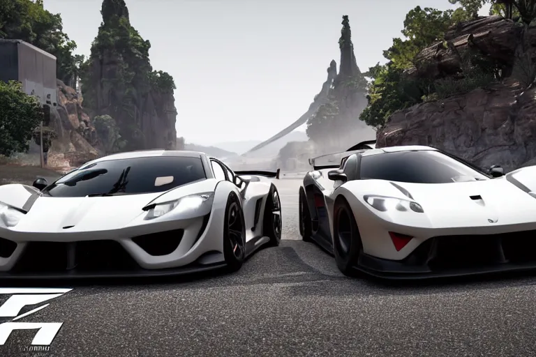 Image similar to photo wallpaper sport car gran turismo 7 forza horizon need for speed fast and furious 5 unreal engine supercar hypercar game concept car octane render, 4 khd 2 0 2 2 3 d cgi rtx style chrome reflexion global illumination ray tracing hdr arstation pixar and disney unreal