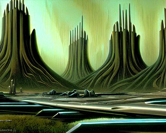 Prompt: The forks forks forks, sci-fi cinematic scene by Jim Burns