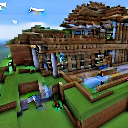 Image similar to minecraft mansion made of flesh