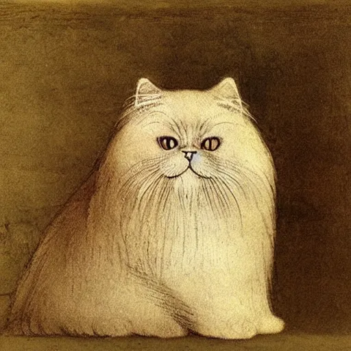 Prompt: a persian cat portrait by Leonardo da Vinci