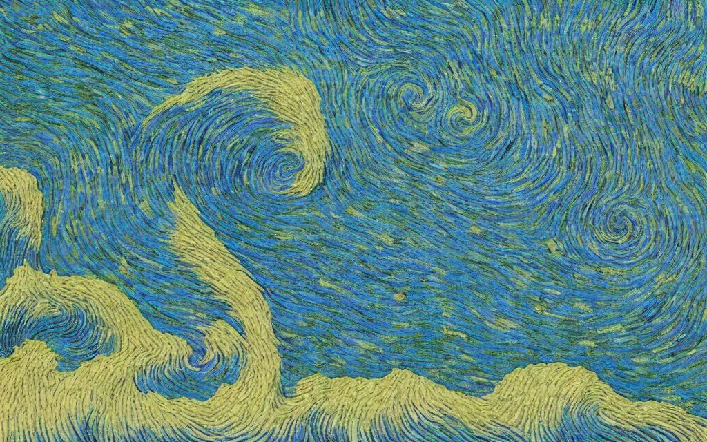 Image similar to a beautiful quiet park in fukuoka, fractal waves. japanese embroidery. retro minimalist art by jean giraud and van gogh.