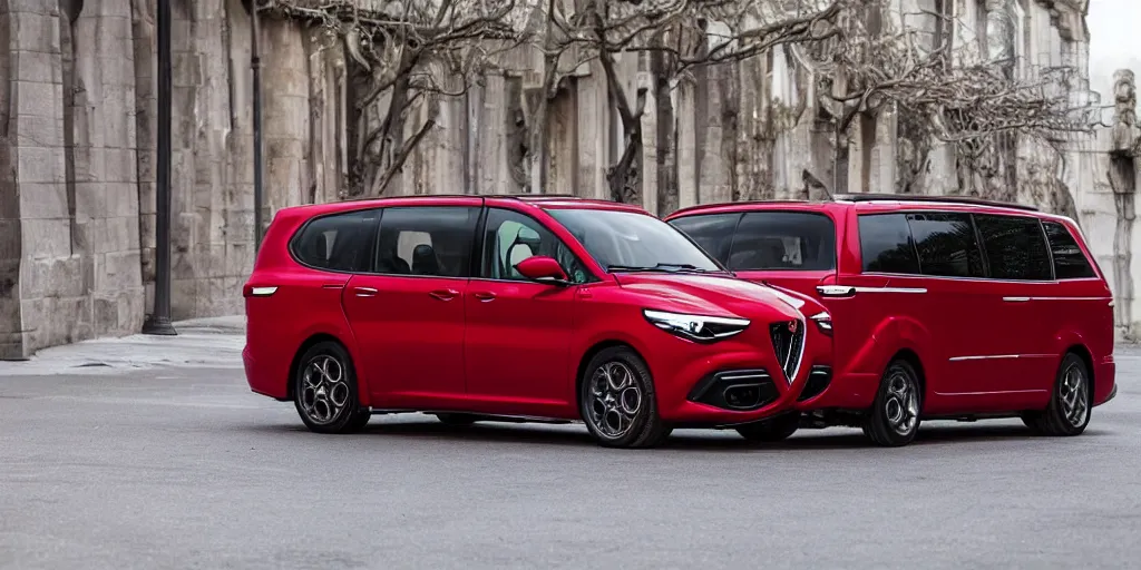 Image similar to 2022 Alfa Romeo Minivan, red