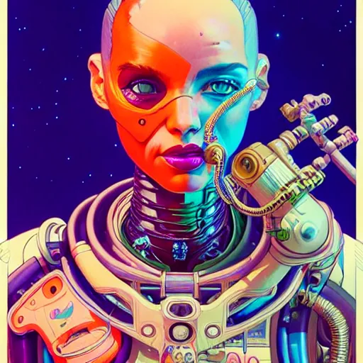 Image similar to high quality high detail portrait of a diesel punk jinx in an alien world, tristan eaton, victo ngai, artgerm, rhads, ross draws, hyperrealism, intricate detailed, alphonse mucha, 8 k, sci - fi, pastel colors, artstation,