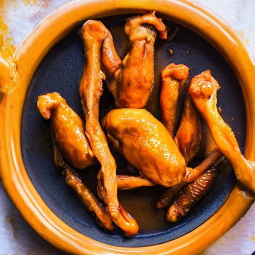 Image similar to high resolution photo of chicken feet, michelin star, very tasty, food photography, instagram, trending