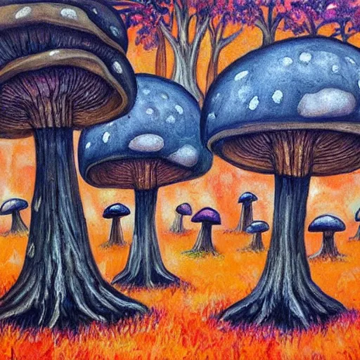 Prompt: Ancient giant mushroom forest 🍄🍄🌲🎨🖌️