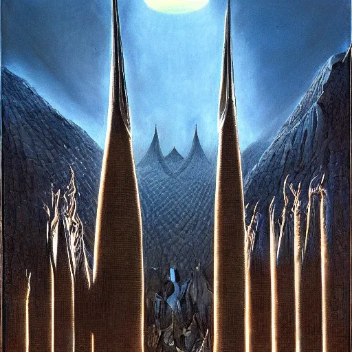 Prompt: sauron at barad - dur, by john howe and ted nasmith,