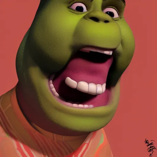 Prompt: Shrek doing the Trollface, hyperdetailed, artstation, cgsociety, 8k