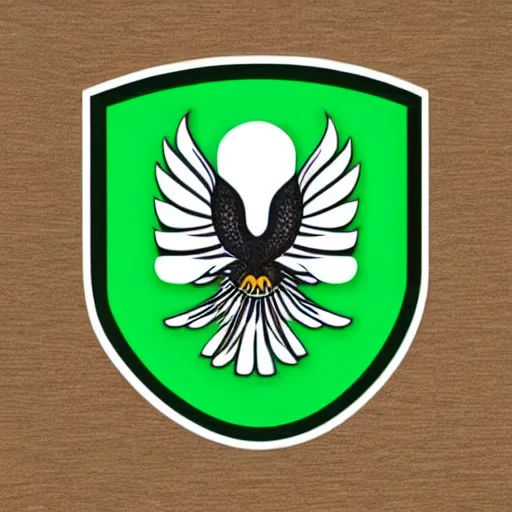 Prompt: eagle in a green logo shaped like a shield