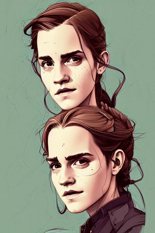 Prompt: a study of detailed cell shaded protrait of Emma Watson, llustration, post grunge, concept art by josan gonzales and wlop, by james jean, Victo ngai, David Rubín, Mike Mignola, Laurie Greasley, highly detailed, sharp focus, alien, Trending on Artstation, HQ, deviantart, art by artgem