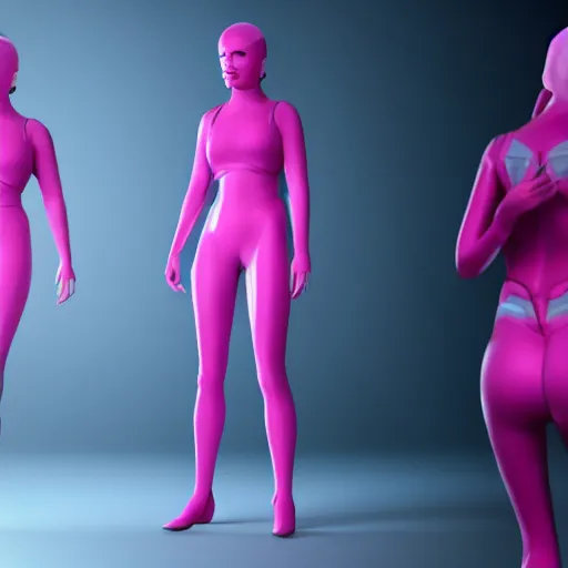 Prompt: Pink woman of science fiction. Unreal Engine 5.