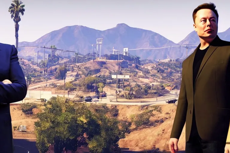 Prompt: elon musk in a gta v loading screen