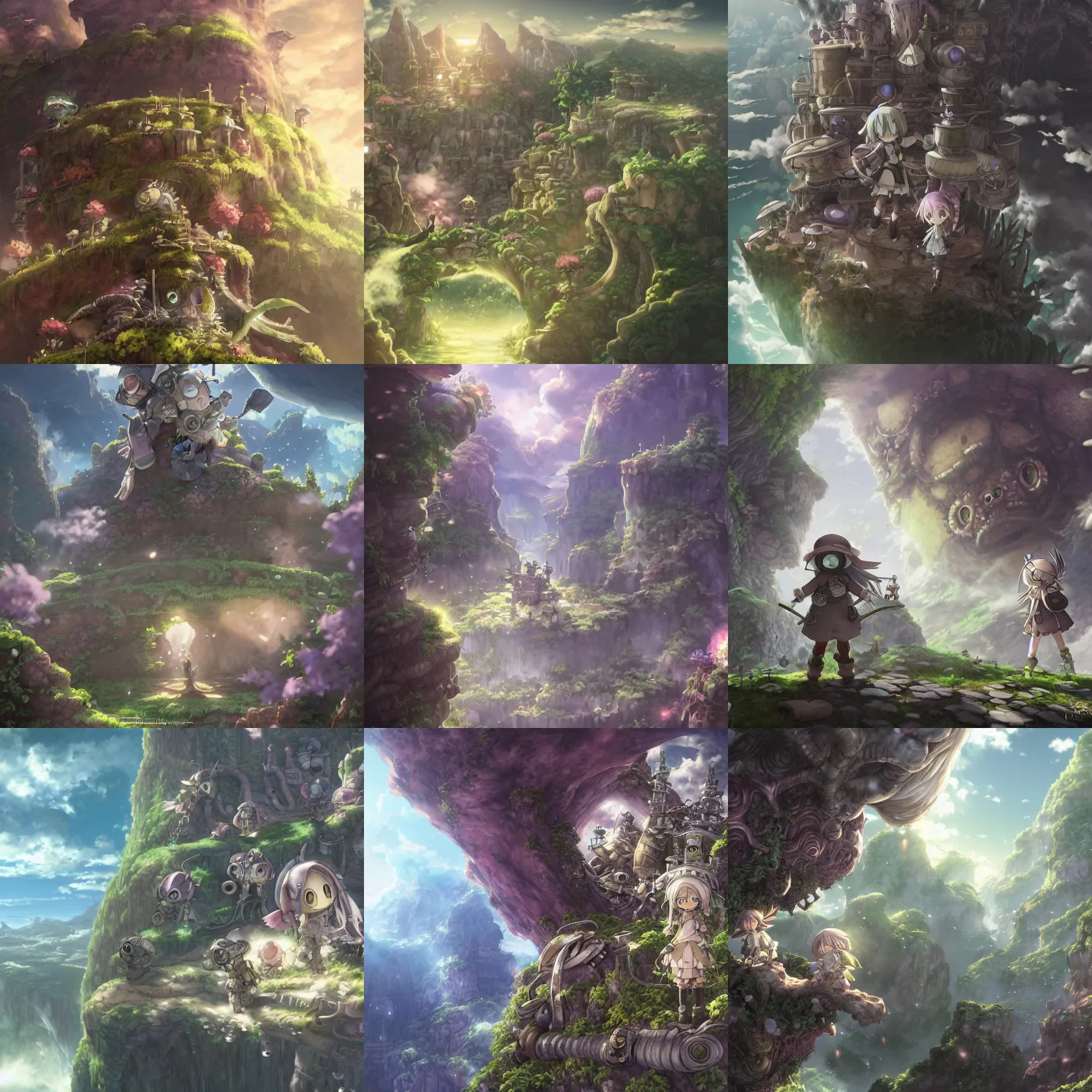 Prompt: made in abyss wallpaper, fantasy artwork, award winning, hyper detailed, very very very beautiful, studio lighting, artstation, scenery