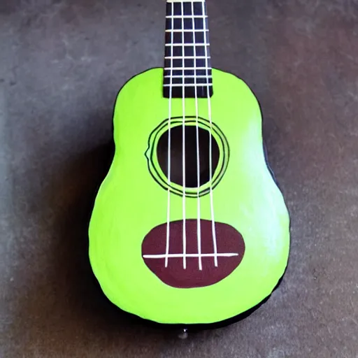 Prompt: avocado ukulele painted by kalho