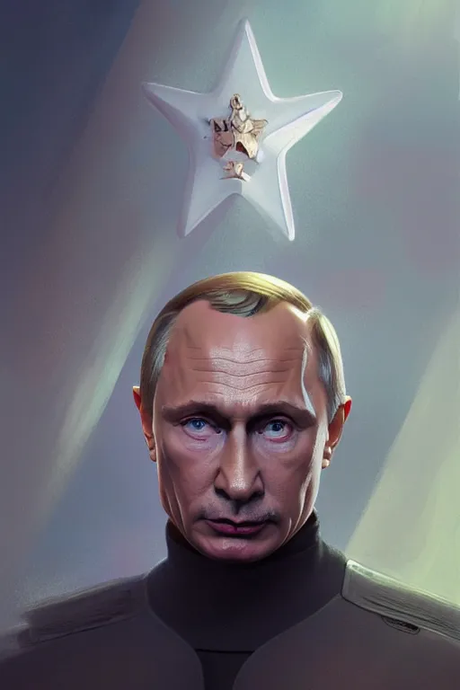 Prompt: vladimir putin as a patrick star, realistic portrait, symmetrical, highly detailed, digital painting, artstation, concept art, smooth, sharp focus, illustration, cinematic lighting, art by artgerm and greg rutkowski and alphonse mucha