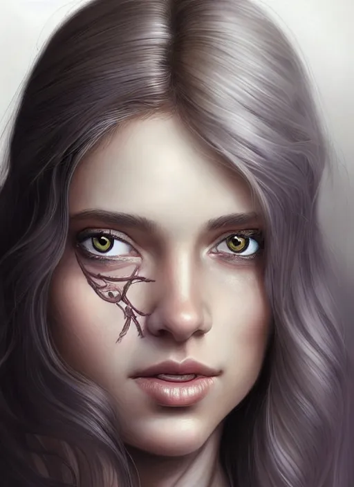 Image similar to beautiful andrea from the wallking dead comics feminine face! portrait of young woman blessed by god with ever - increasing physical and mental perfection, beautiful hair, symmetrical! intricate, elegant, highly detailed, vision of holy perfection!! smile, digital painting, artstation, concept art, smooth, sharp focus, illustration, art by artgerm and greg rutkowski and alphonse mucha