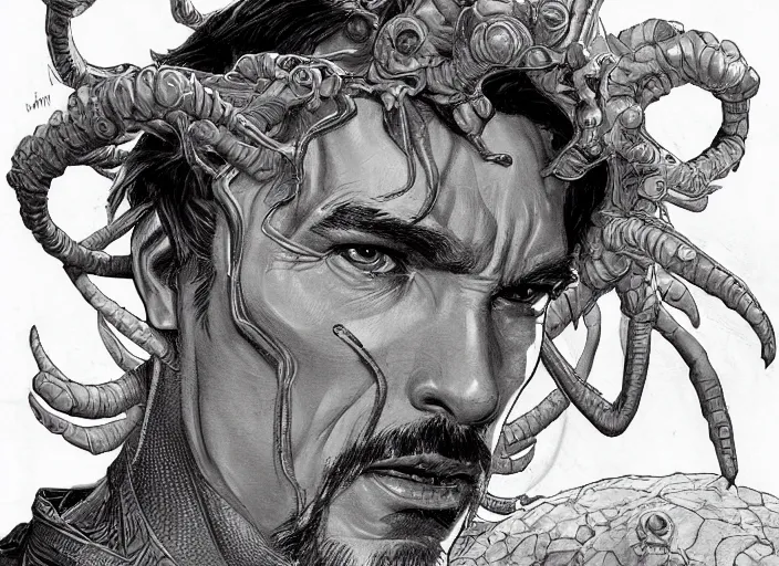 Image similar to a highly detailed alien portrait of stephen strange, james gurney, james jean