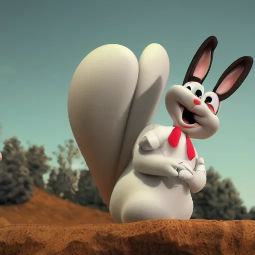 Image similar to Fat Bugs Bunny, depth of field, obscure background, super detailed, micro details, 3D render, unreal engine, octane render, trending on ArtStation, digital art, 16k