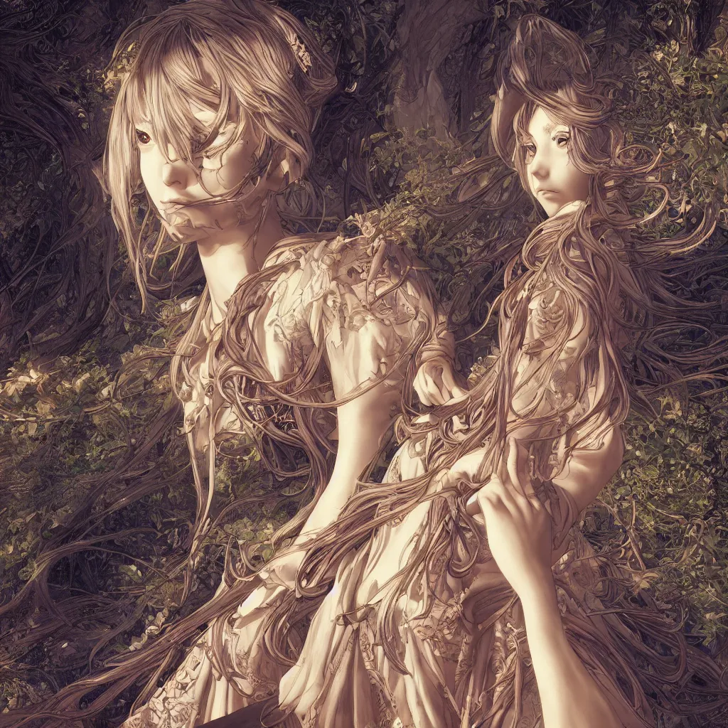 Prompt: the portrait of beautiful goddess, elegant, young anime girl, an ultrafine hyperdetailed illustration by caspar david friedrich, irakli nadar, intricate linework, bright colors, smooth, octopath traveler, final fantasy, unreal engine 5 highly rendered, global illumination, radiant light, detailed and intricate environment