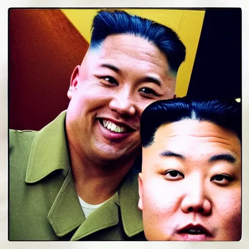 Image similar to the rock and kim jong - un, selfie, phone photo,