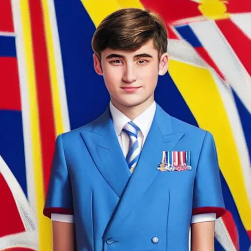 Image similar to a 1 4 - year old as the official king of the united kingdom in 2 0 2 2