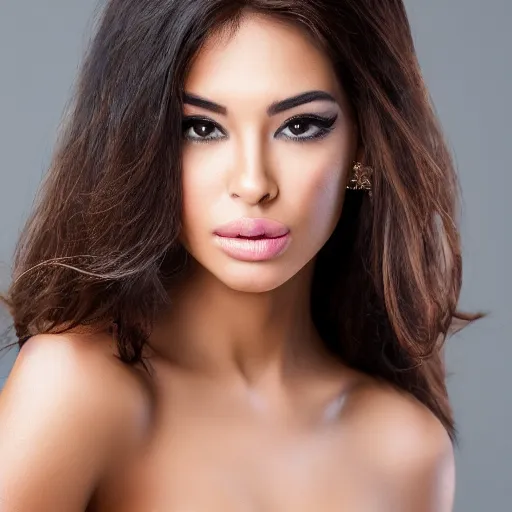 Image similar to a portrait photograph of a glamorous, breathtaking, stunning, 2 5 year - old venezuelan supermodel, canon 8 5 mm f 1. 2 photograph head and shoulders portrait