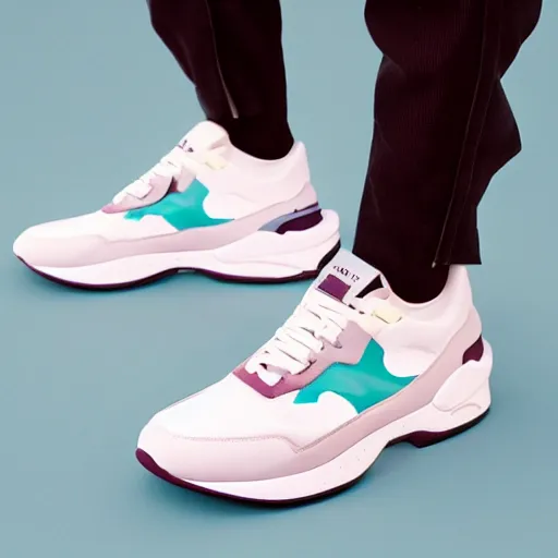 Prompt: A pair of sneakers With an aerodynamic, design inspired by In the dragon fruit