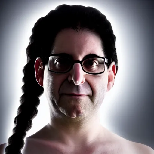 Image similar to kevin mitnick in a maids dress, radiant skin, huge anime eyes, rtx on, perfect face, directed gaze, canon, vfx, symmetric balance, polarizing filter, photolab, lightroom, 4 k, dolby vision, photography award