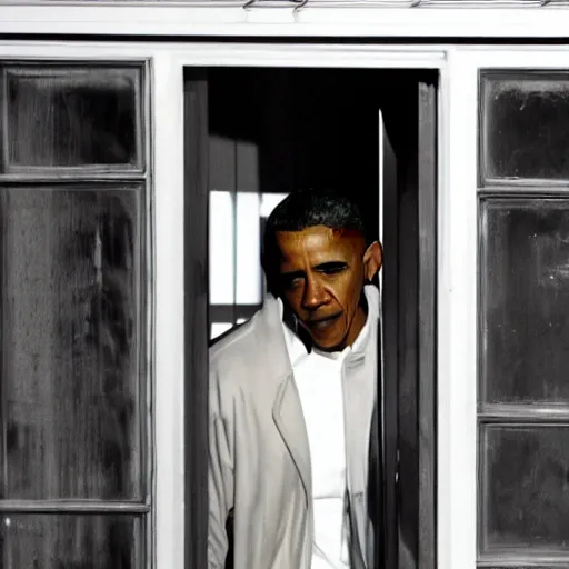 Image similar to barack obama escaping the backrooms, scp, horror, drama, cinematic, grunge film