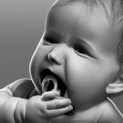 Image similar to baby eating it’s twin in the womb, hyper realistic, 8k resolution, moody, artistic, horror,