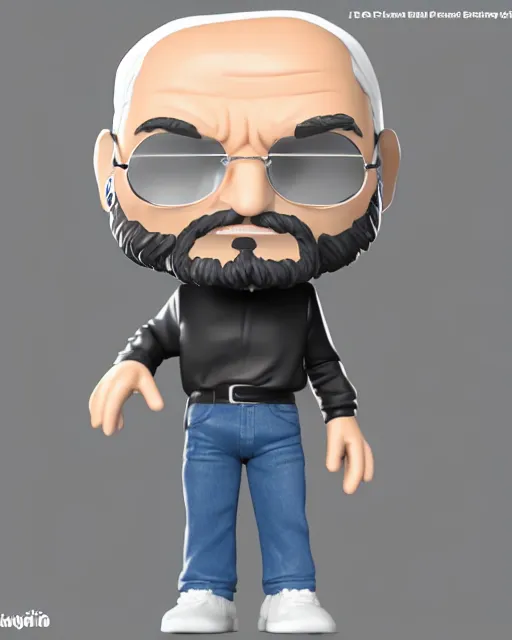 Prompt: full body 3d render of steve jobs as a funko pop, studio lighting, white background, blender, trending on artstation, 8k, highly detailed