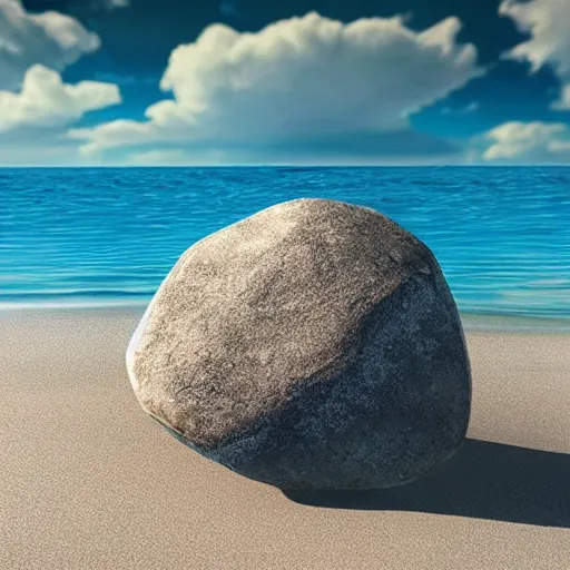 Prompt: a beautiful rock on the beach, octane render nvidia raytracing