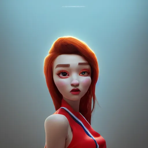 Image similar to olga buzova, ideal pixar character, volumetric lighting, epic composition, hyper detailed, ultra realistic, sharp focus, octane render, volumetric, ray tracing, artstation trending, inspired by north korea, sense of awe