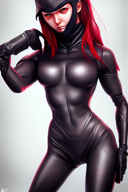 Prompt: Photorealistic hyperrealism woman in ninja suit by Artgerm and WLOP, Pixiv