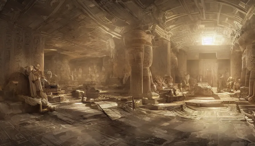 Image similar to Interior of an ancient Egyptian underground empire, hyperdetailed, artstation, cgsociety, 8k