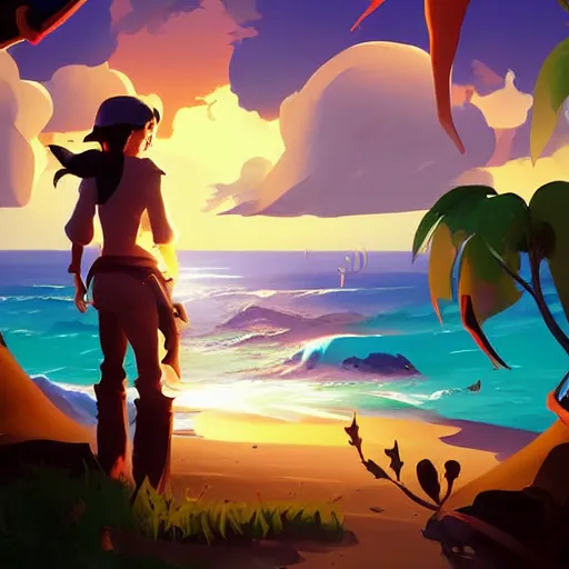 Image similar to painting treasure on sea of thieves game smooth median photoshop filter cutout vector, behance hd by jesper ejsing, by rhads, makoto shinkai and lois van baarle, ilya kuvshinov, rossdraws global illumination