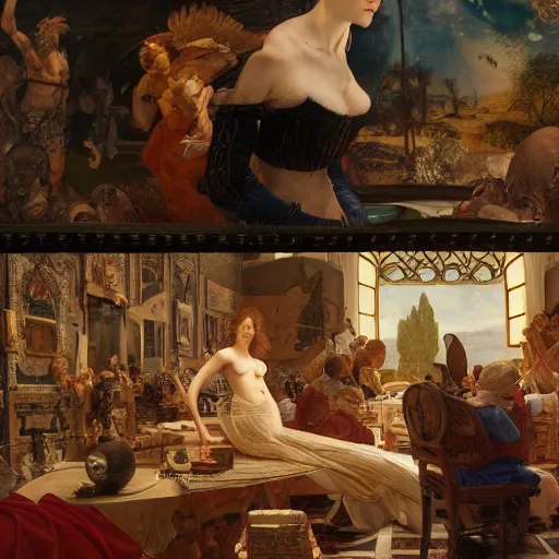 Image similar to masterpiece mnemonics of southern artifacts, by Edgar Maxence and Ross Tran and Michael Whelan and Da Vinci and Caravaggio and J.M.W Turner and Bruegel intricate line drawings, cinematic, establishing shot, 4k resolution,