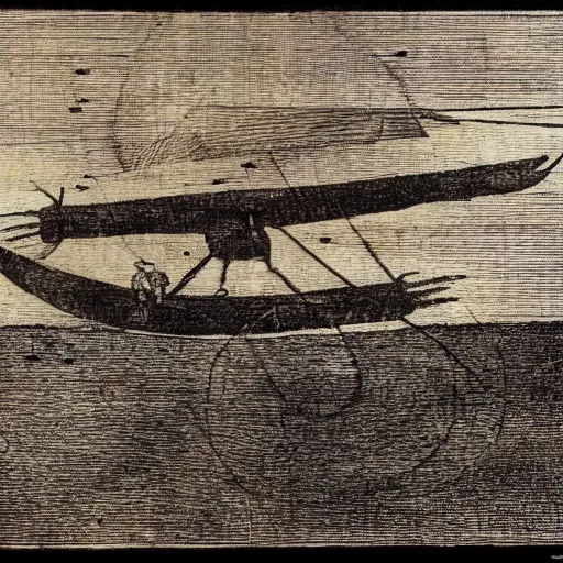 Image similar to diagram of an otter flying machine by da vinci