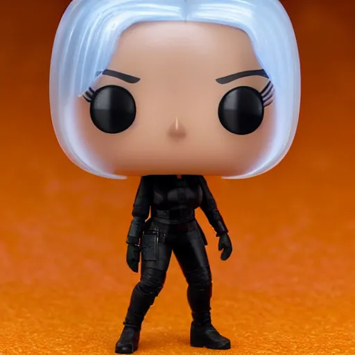 Prompt: funko pop of joi from blade runner 2 0 4 9 translucent hologram, neo noire