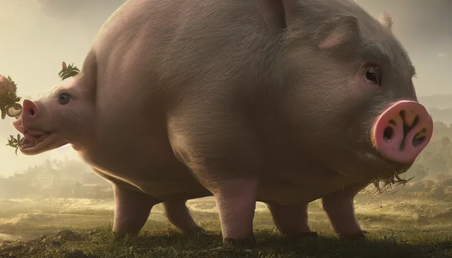 Image similar to hybrid of a happy pig and sad tank, beautiful detailed face, ultra realistic, concept art, intricate details, serious, highly detailed, photorealistic, octane render, 8 k, unreal engine.