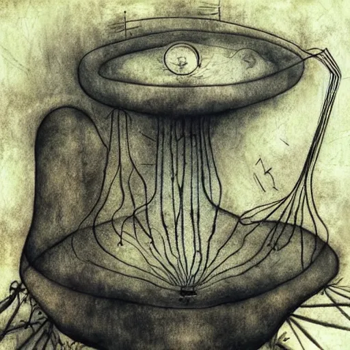 Image similar to transparent unique 8 legged mountain range curve loon atom bomb trumpet urn, by paul klee and esao andrews and evard munch, art on instagram, charcoal drawing, seapunk