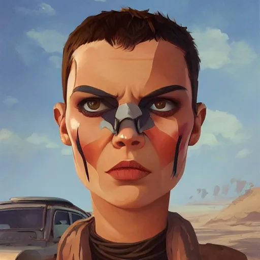 Image similar to face icon stylized minimalist mad max : fury road, loftis, cory behance hd by jesper ejsing, by rhads, makoto shinkai and lois van baarle, ilya kuvshinov, rossdraws global illumination