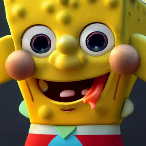 Image similar to christina hendricks as spongebob squarepants characters, 3 d render, blender,