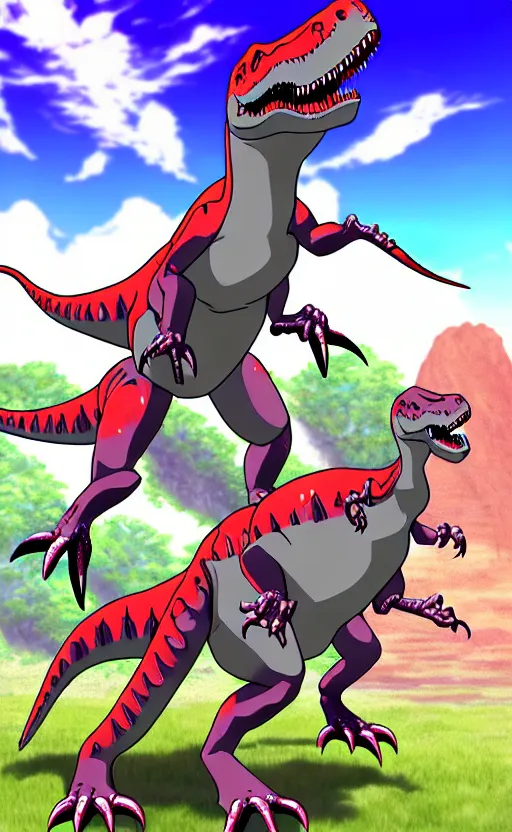 Image similar to dinosaur fantasy world anime style