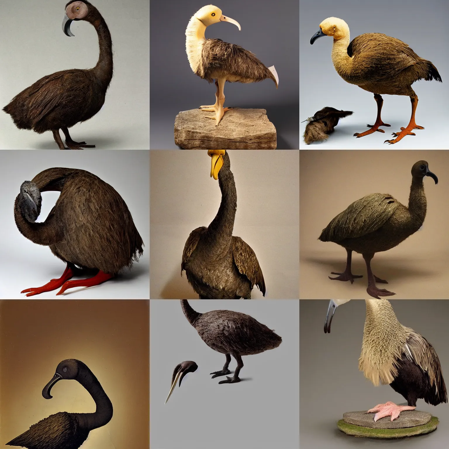 Prompt: extinct bird dodo, taxidermy