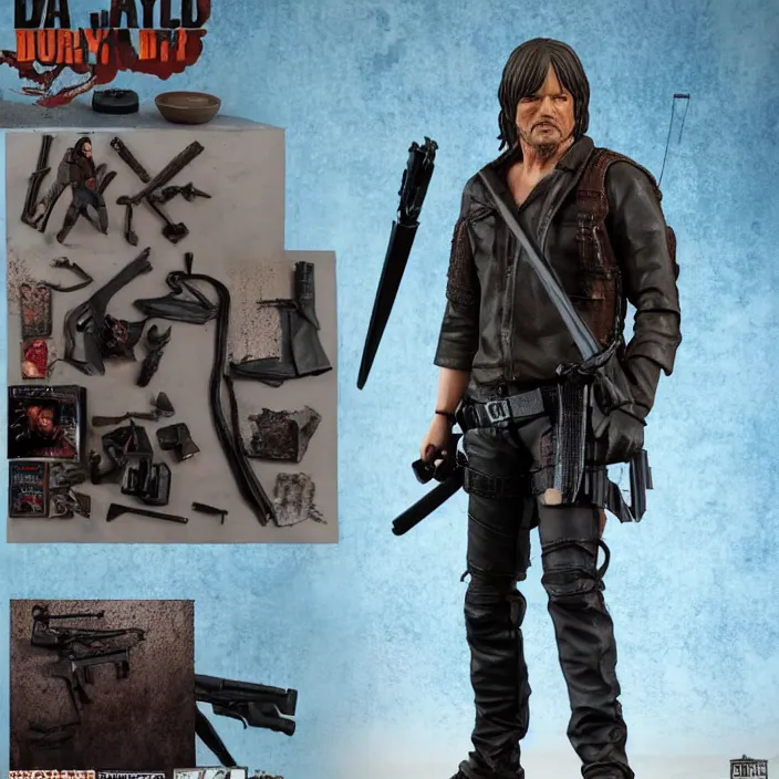 Image similar to a hot toys figure of daryl dixon, figurine, detailed product photo