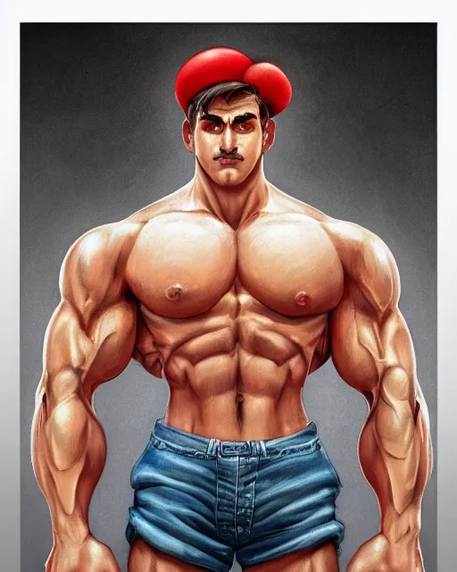 Image similar to ! dream gigachad luigi bodybuilder in final fight by ilya kuvshinov, ernest khalimov body by krista sudmalis, fantasy character portrait, hyper realistic, intricate, elegent, highly detailed, digital painting, concept art, smooth, sharp, focus, illustration, art by artgerm and greg rutkowski and alphonse mucha, artstation